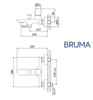 MEDIDAS MONOMANDO BAÑO-DUCHA ADAGIO BRUMA